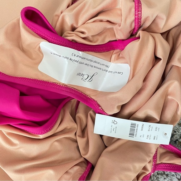 J Crew Ruched Plunge One Piece Swimsuit Pink Womens 14 Stretch V-Neck - Picture 10 of 13